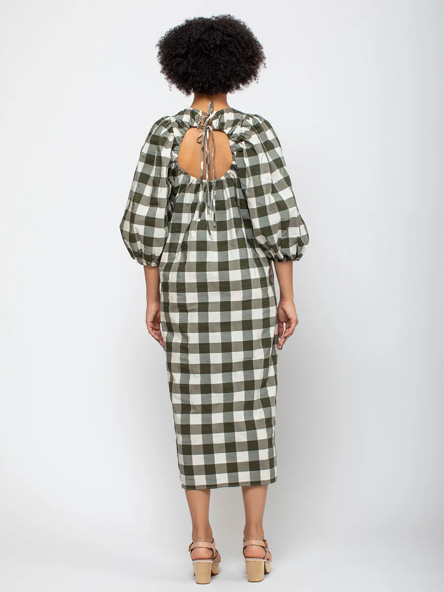 Oblo Dress - Military Green Check