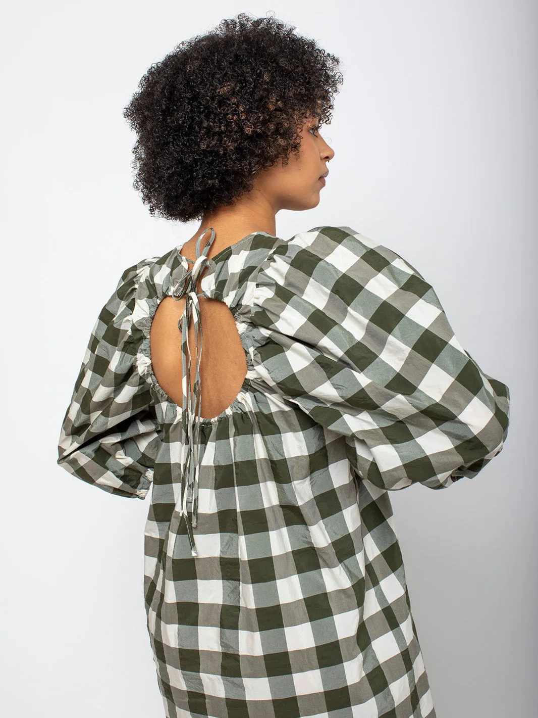 Oblo Dress - Military Green Check