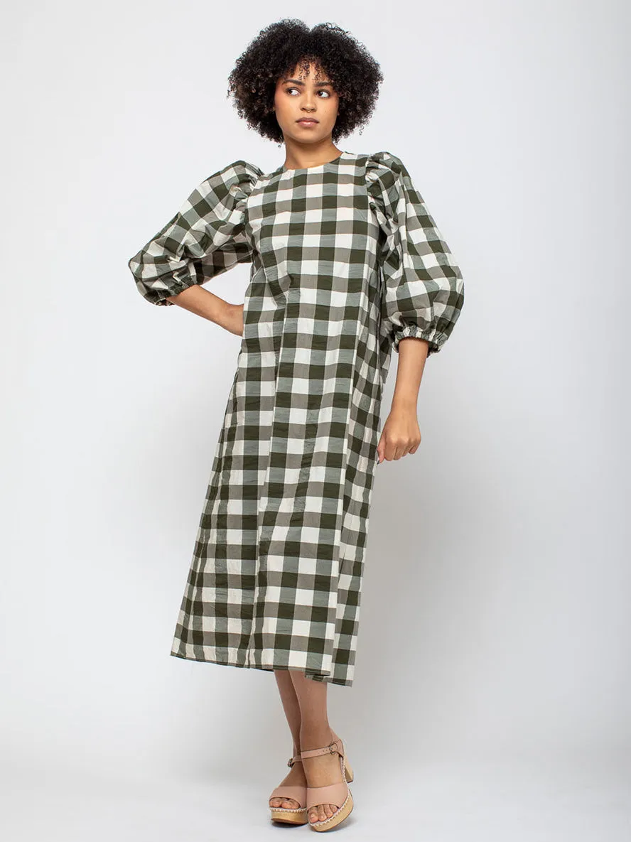 Oblo Dress - Military Green Check
