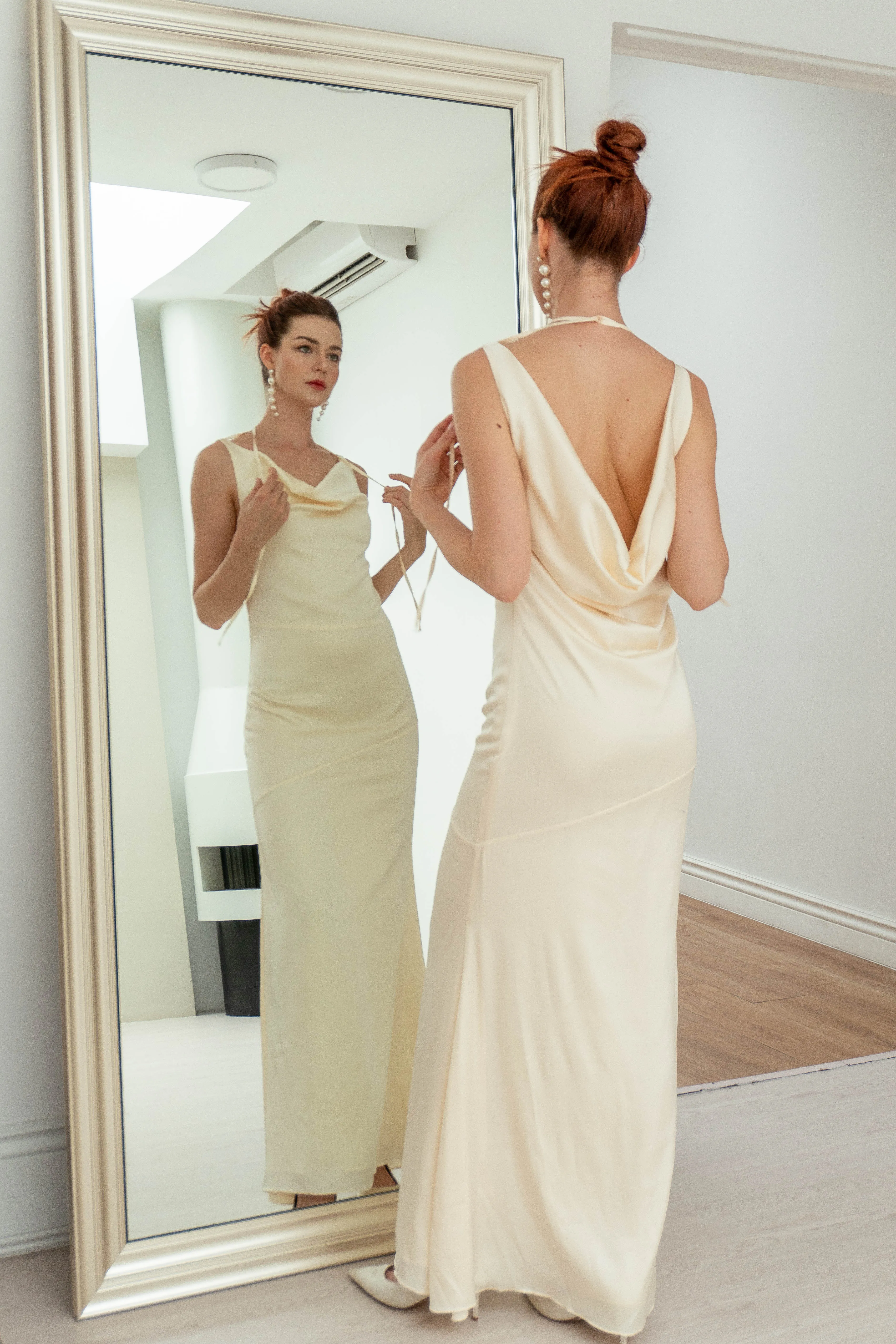 Ofelia Open Back Floor Length Slip Dress