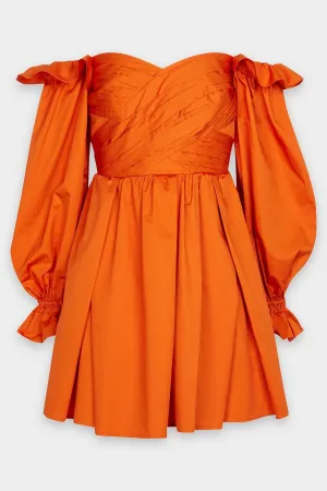 Off Shoulder Mini Dress in Burnt Orange