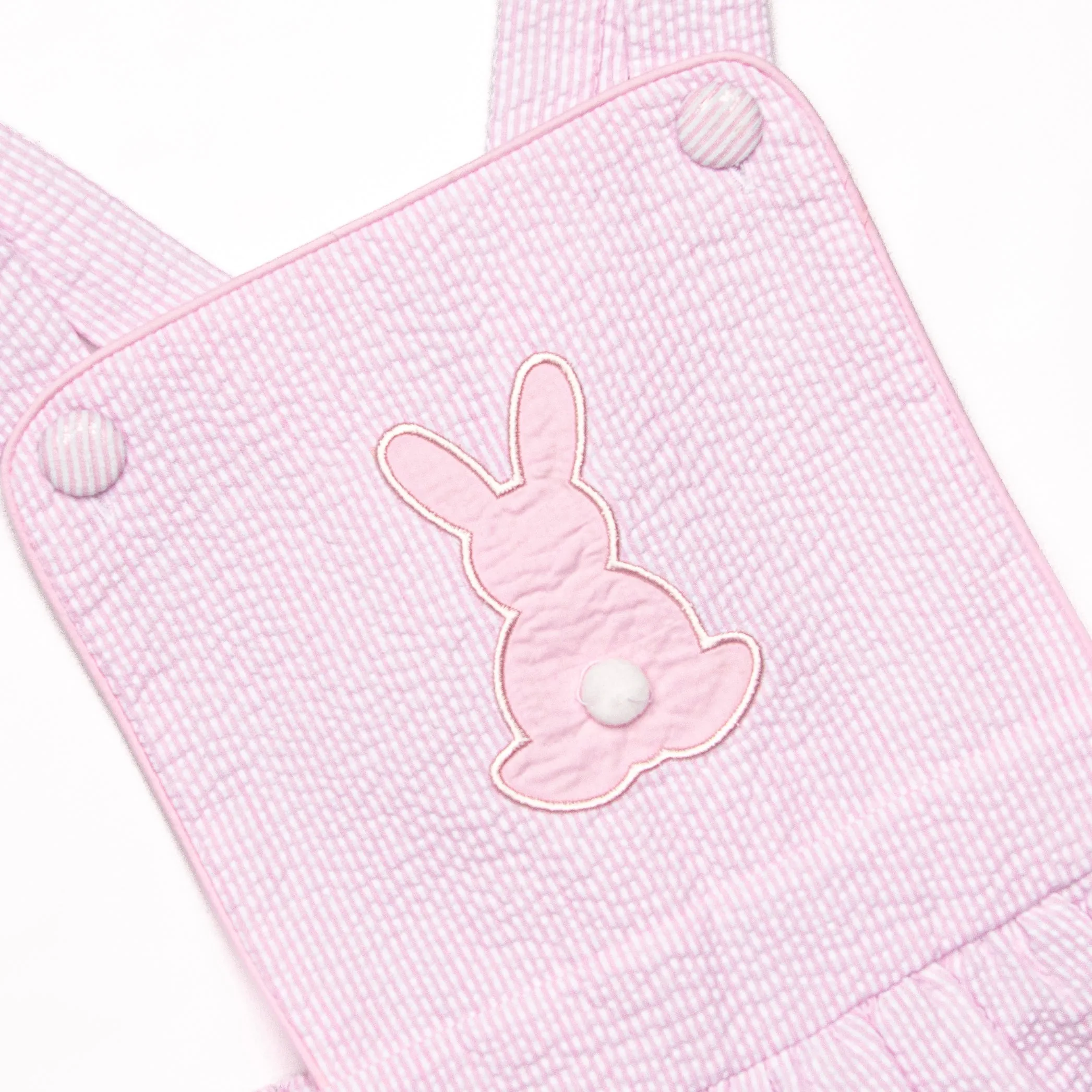 Oh Hoppy Day Applique Dress, Pink Seersucker