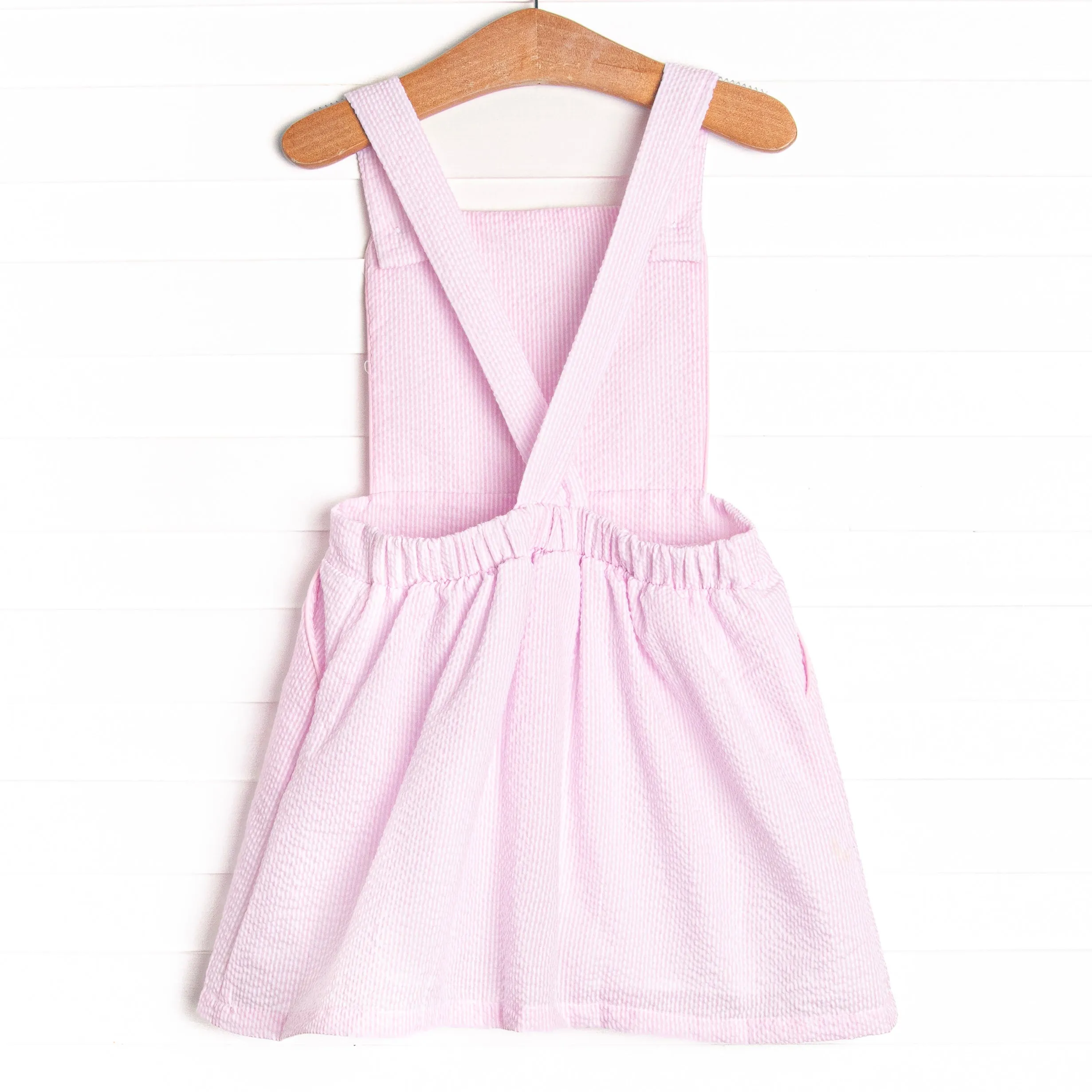 Oh Hoppy Day Applique Dress, Pink Seersucker