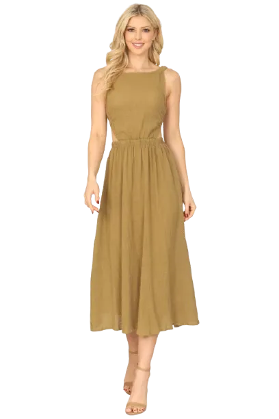 Olive Strappy Backless Side Cut Out Dress - Pack of 5