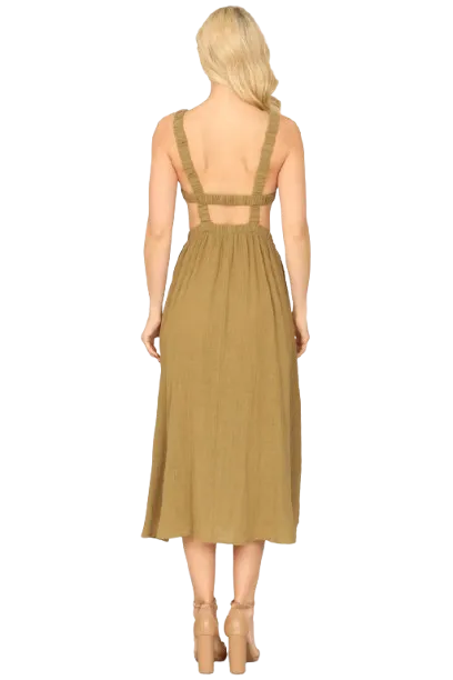 Olive Strappy Backless Side Cut Out Dress - Pack of 5