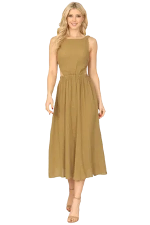 Olive Strappy Backless Side Cut Out Dress - Pack of 5