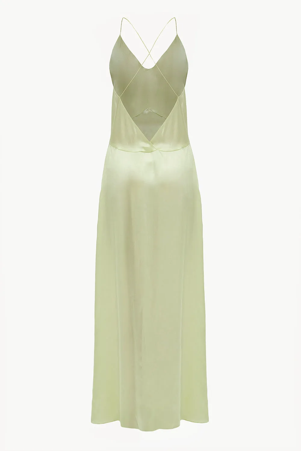 Open-back slip silk dress in sorbet green