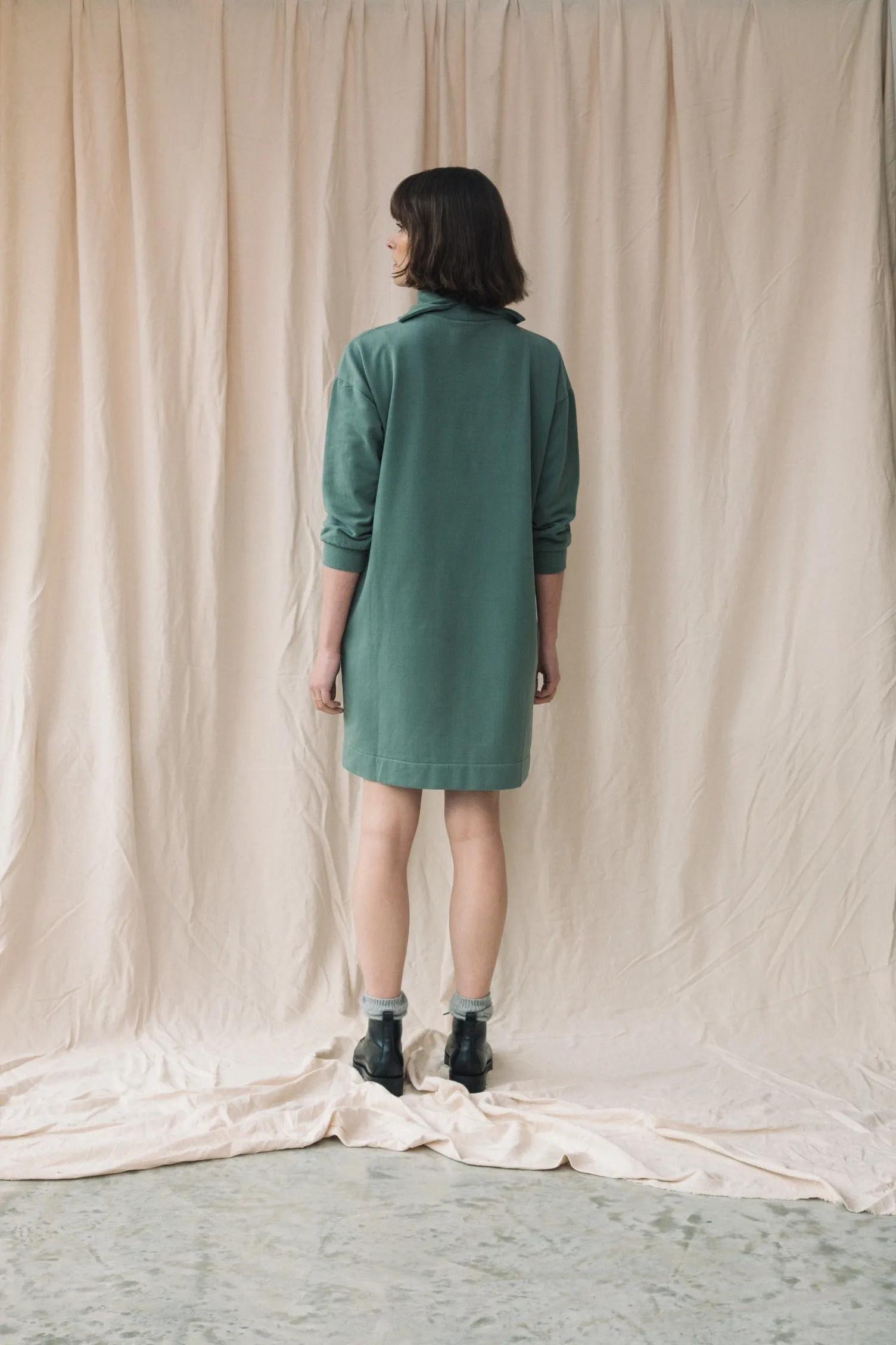 Orini Organic Cotton Felpe Dress in Eucalyptus
