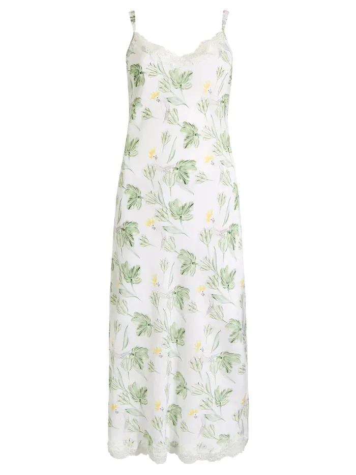Parasol Rose Jeanie Crepe de Chine Silk Midi Dress