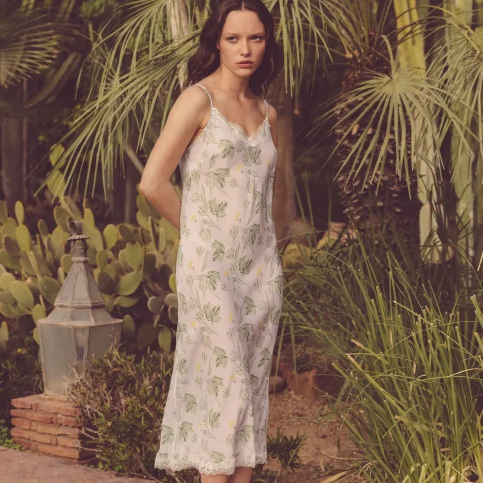Parasol Rose Jeanie Crepe de Chine Silk Midi Dress