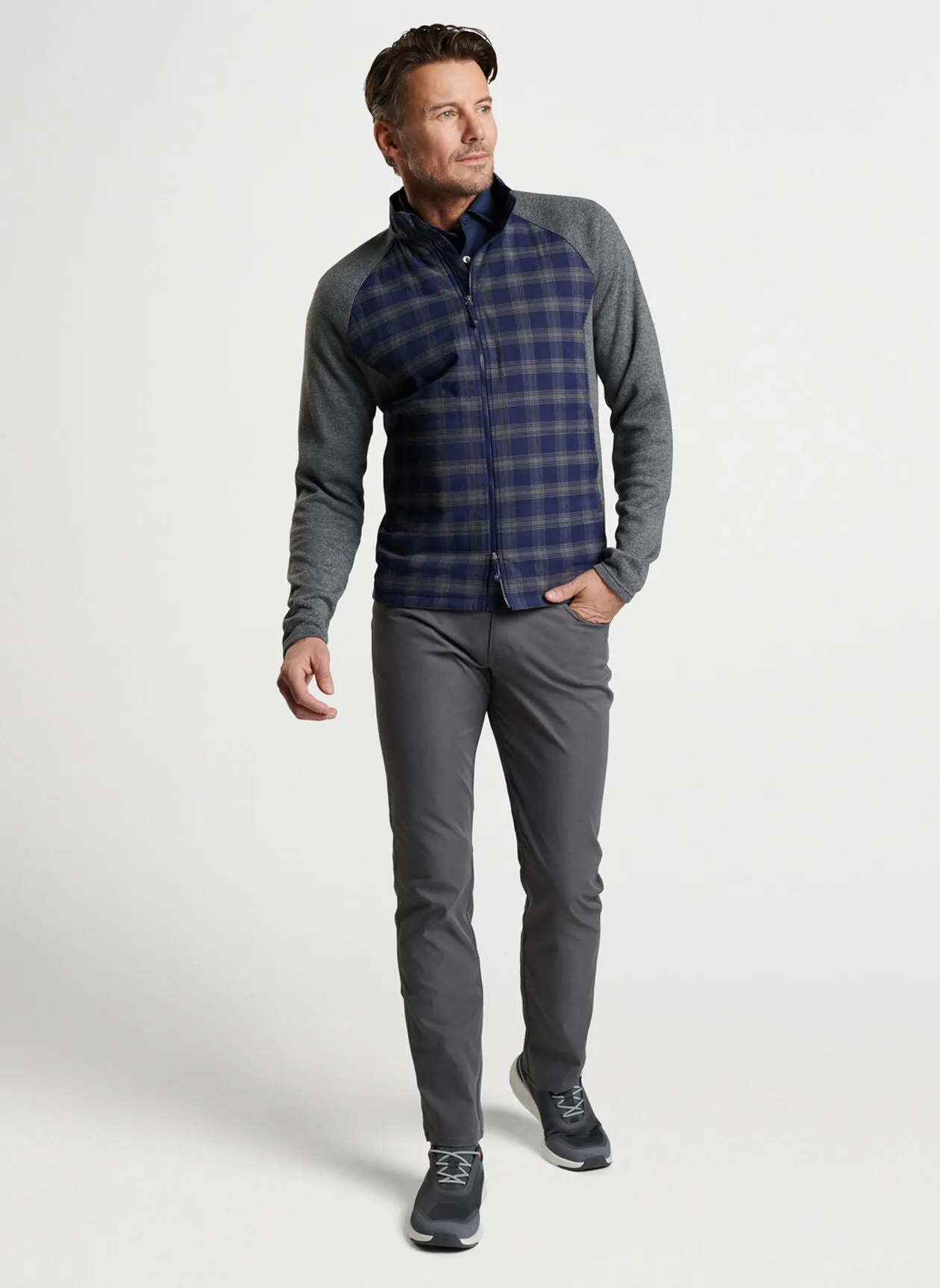 Peter Millar Mens Merge Elite Flannel Hybrid Jacket - NAVY