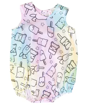 Pink Peony Kids Popsicle Unicorn Tie Dye Bubble Onesie