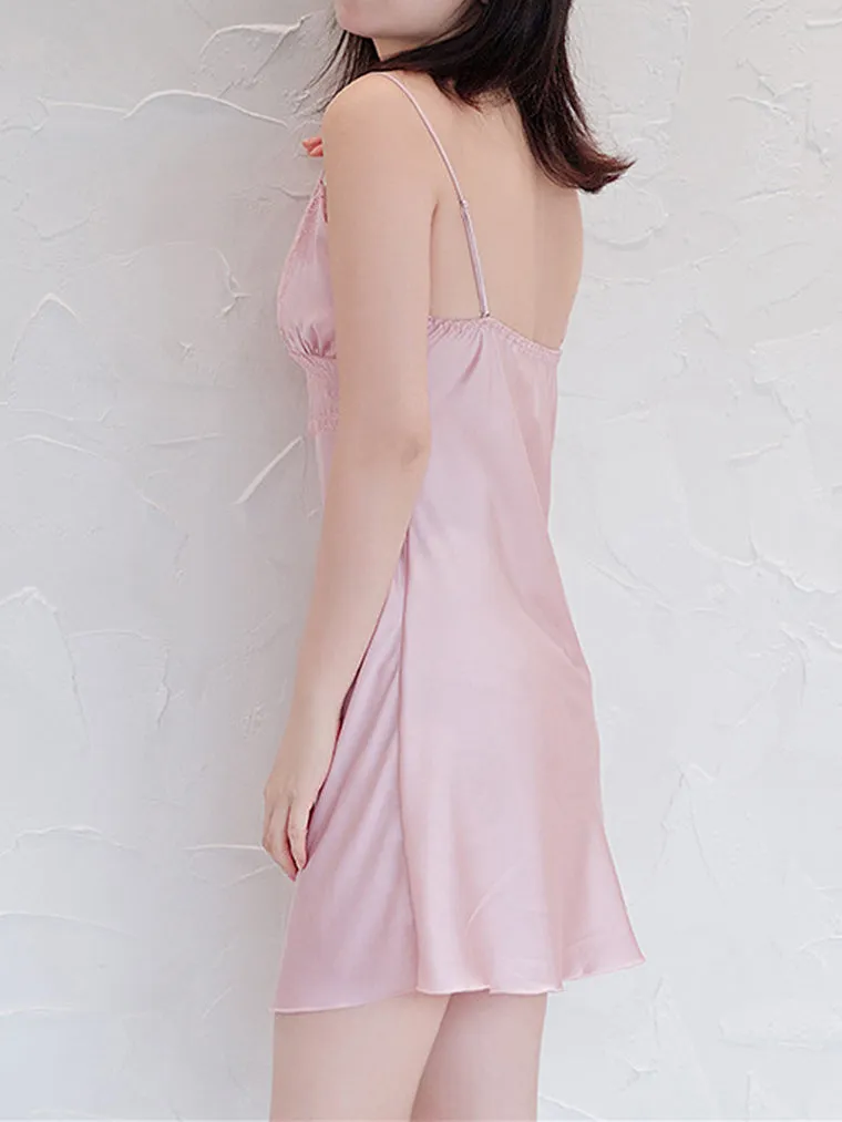 Pink Satin Lace-Trim Slip