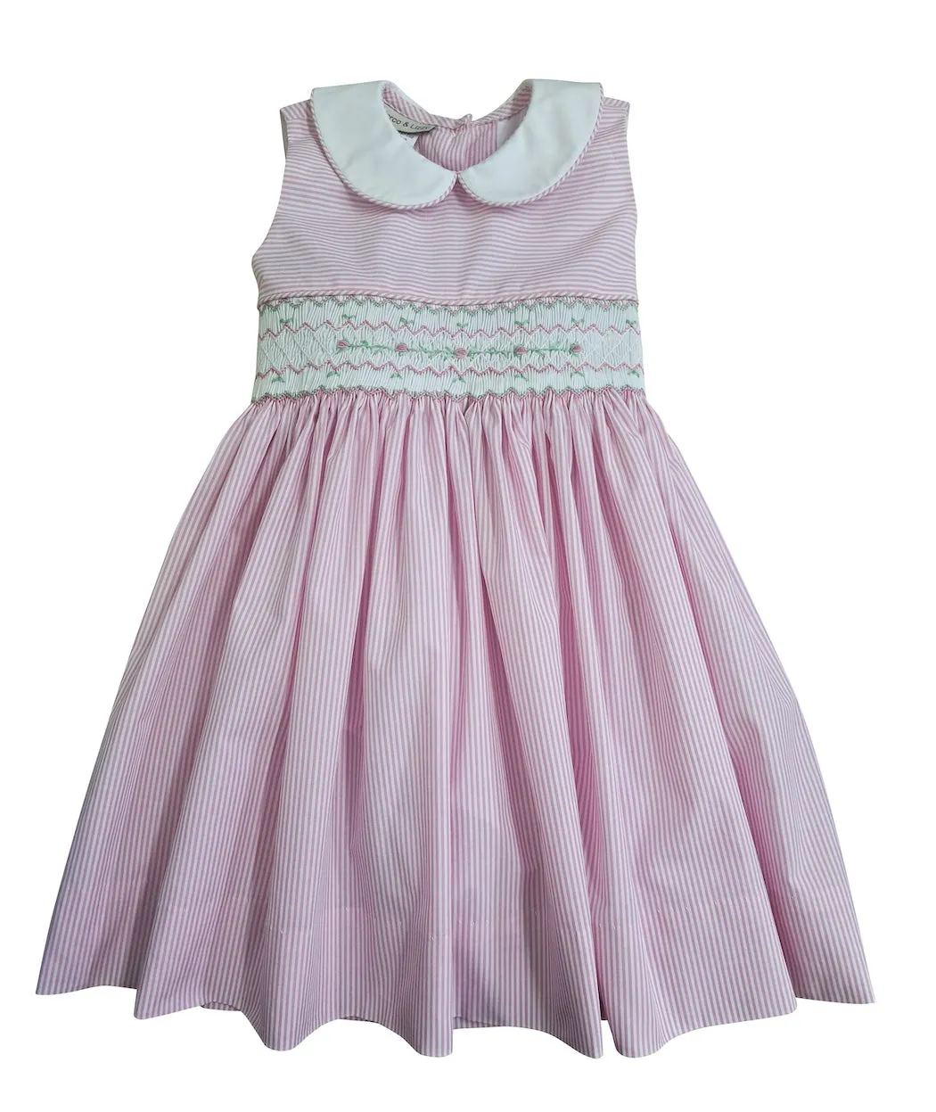 Pink Stripe Cotton Hand Smocked Girl's Dress