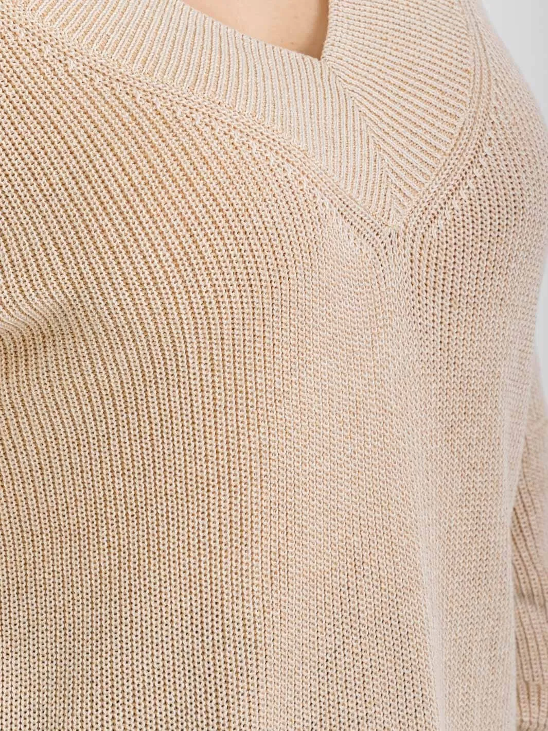 PLUS SIZE LONG SLEEVE V-NECK KNIT PULLOVER SWEATER