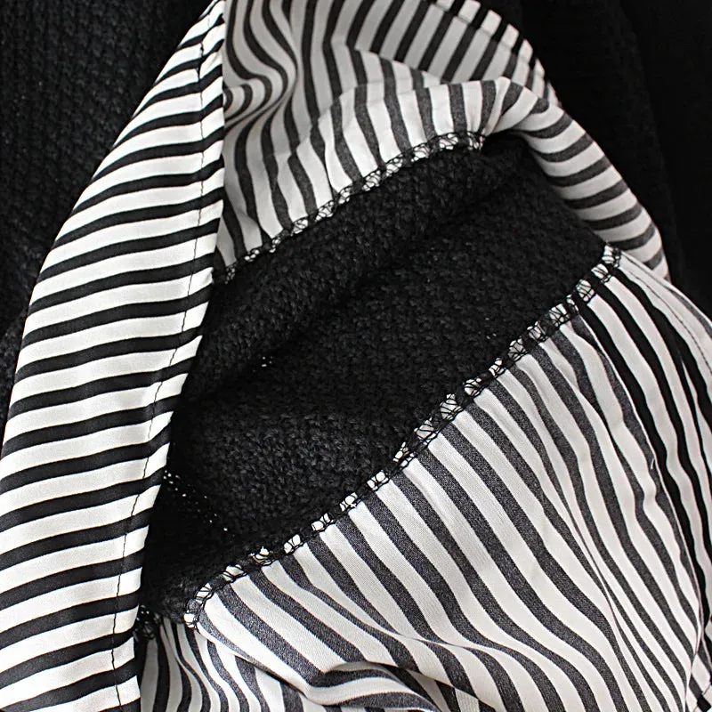 Plus Size Patchwork Striped Sweater Two Pieces