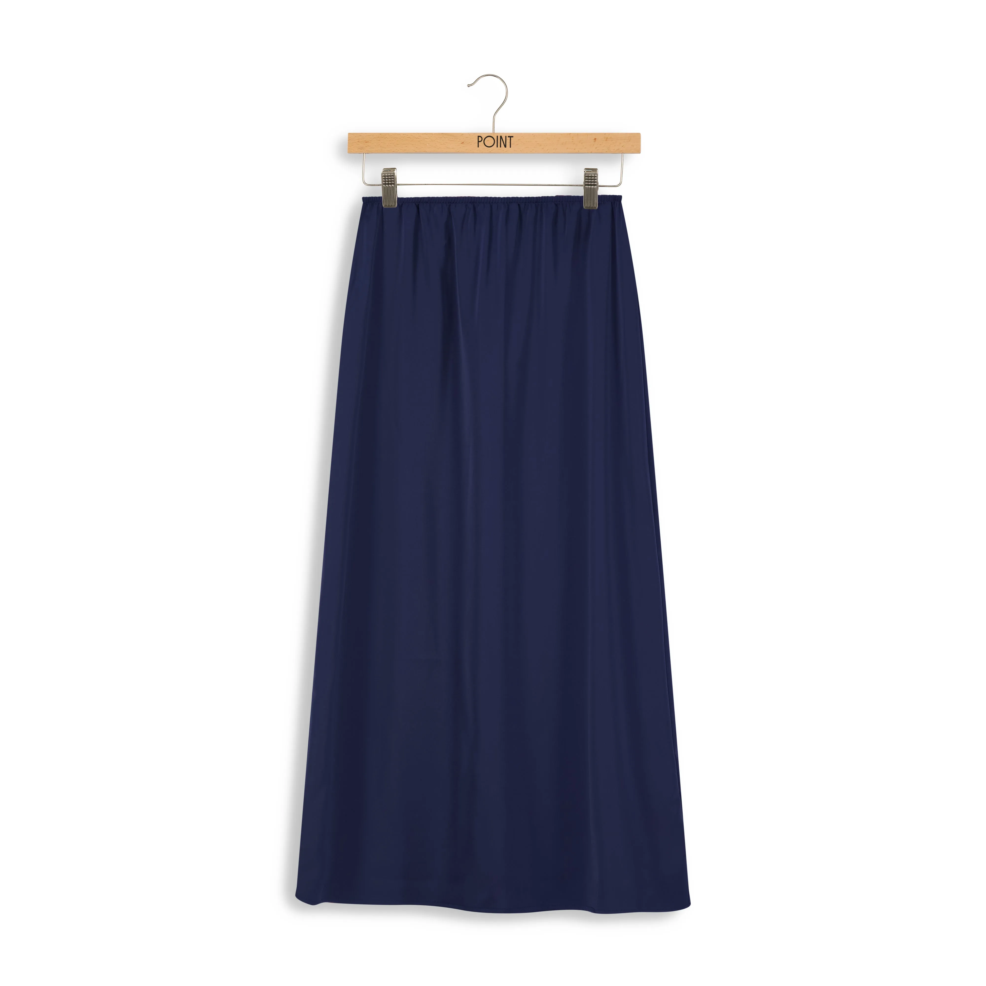 Point Navy Satin A-Line Slip Skirt