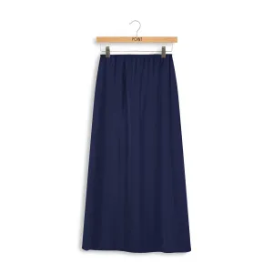 Point Navy Satin A-Line Slip Skirt