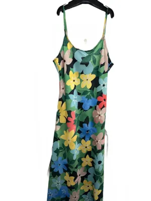 Point Satin Slip Dress in Daises