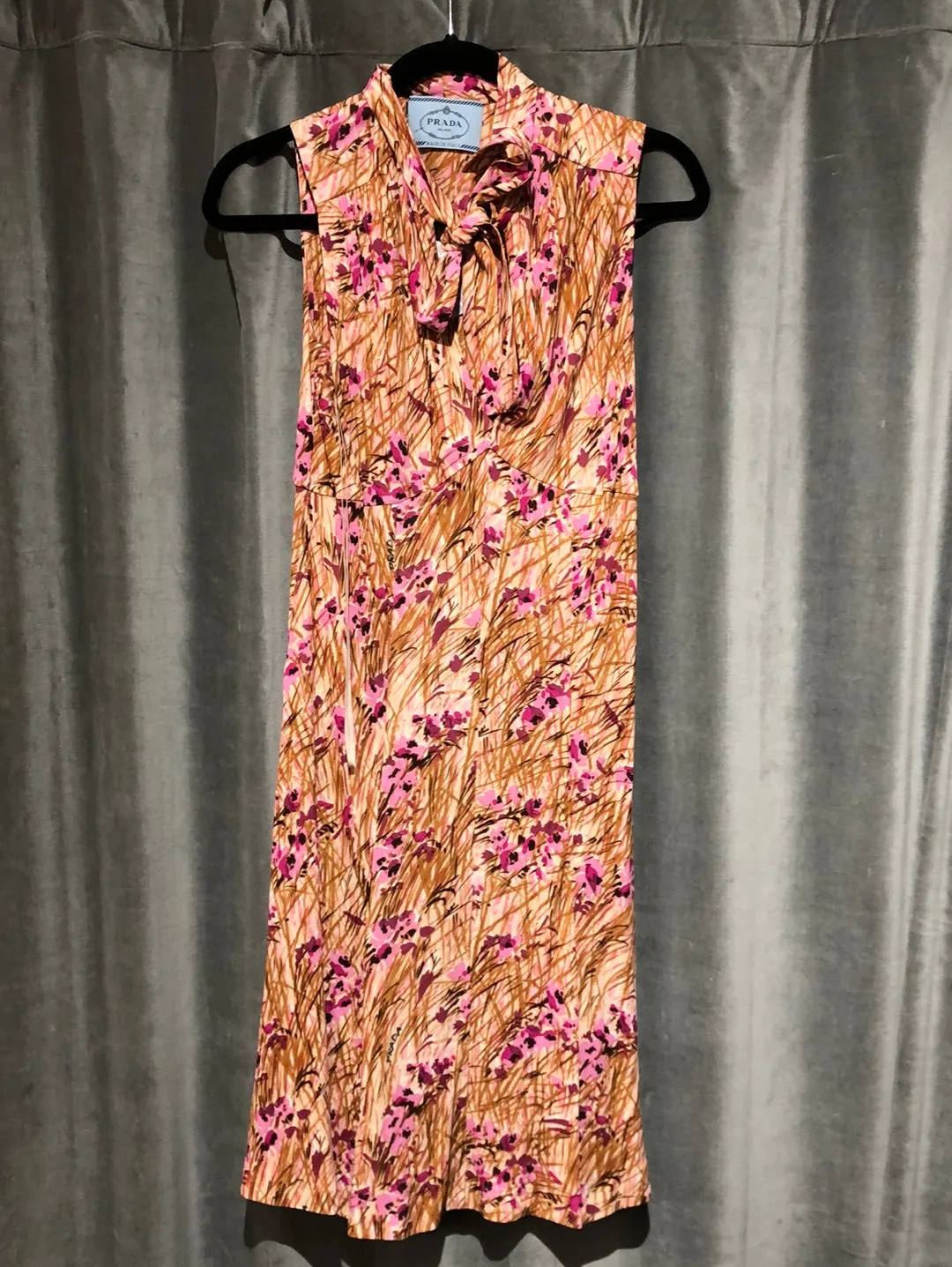 Prada Pink Printed Slinky Sleeveless Dress