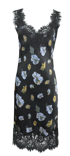 Printed Megan Slip Dress Black Flora Garden Print
