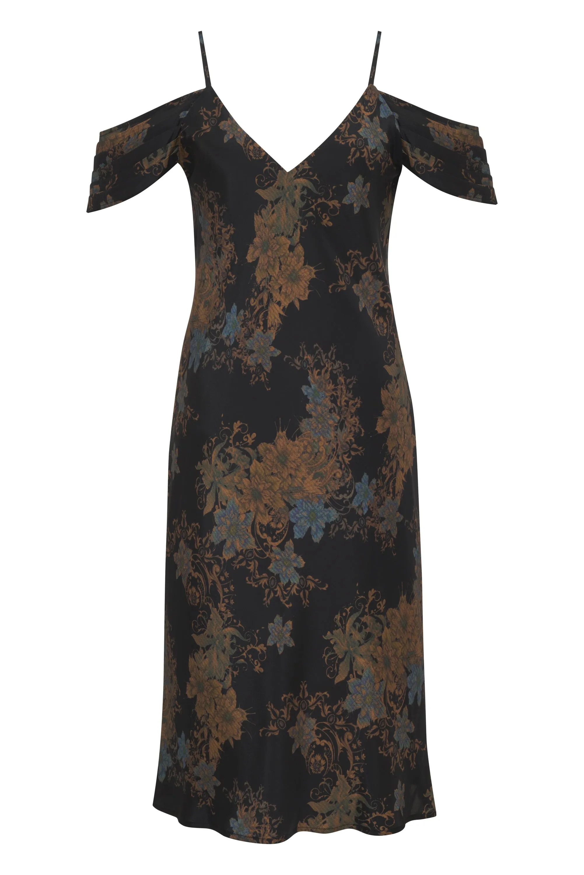 Printed Noa Mid Length Slip Dress Black Victorian