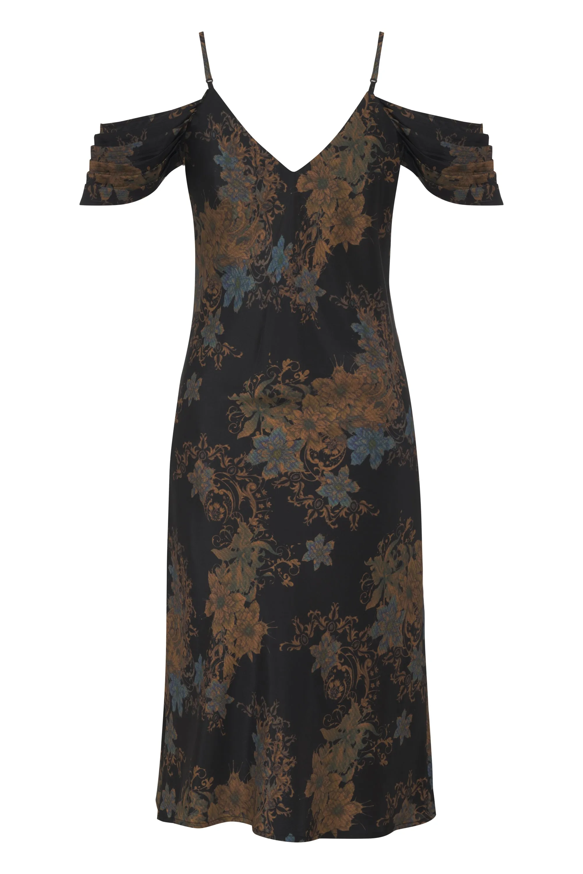 Printed Noa Mid Length Slip Dress Black Victorian