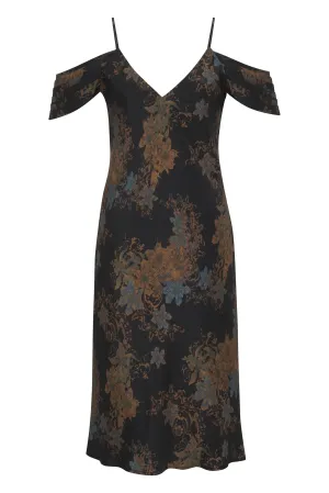 Printed Noa Mid Length Slip Dress Black Victorian