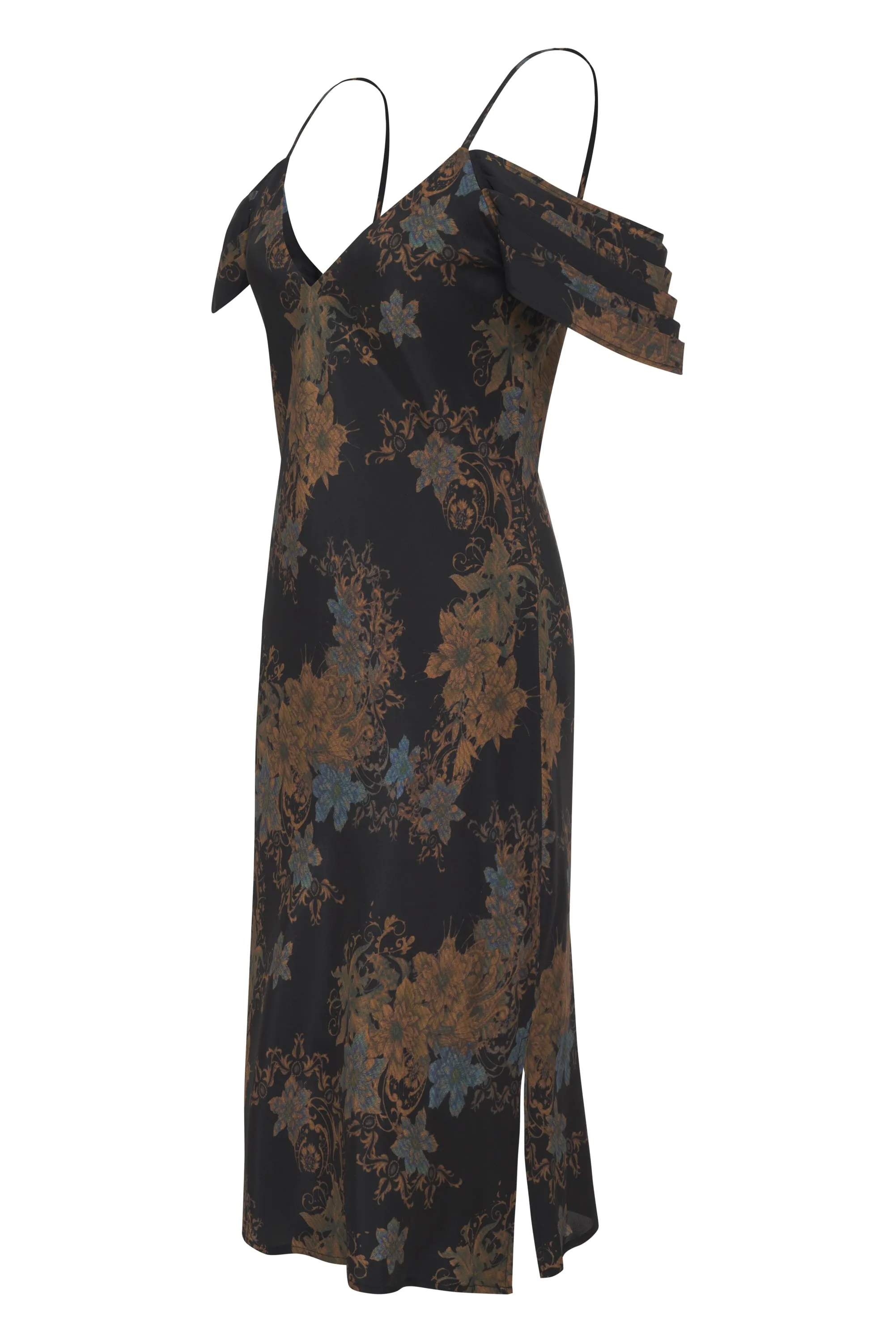 Printed Noa Mid Length Slip Dress Black Victorian