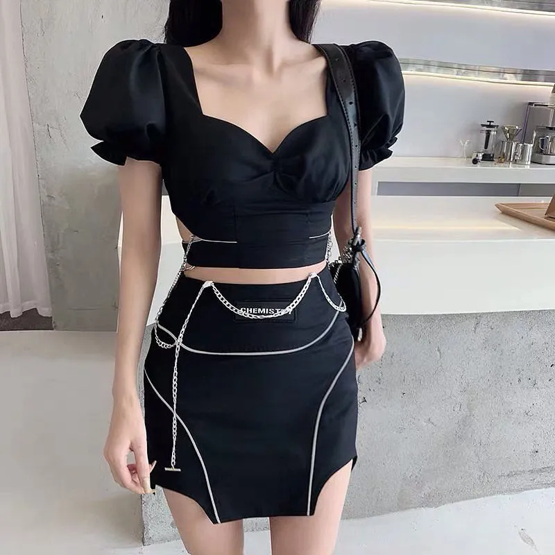 Punk black skirt YC24496