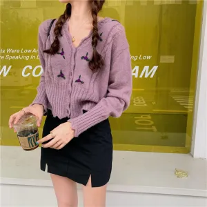 "FLORAL EMBROIDERY KNITTED" CARDIGAN N110505
