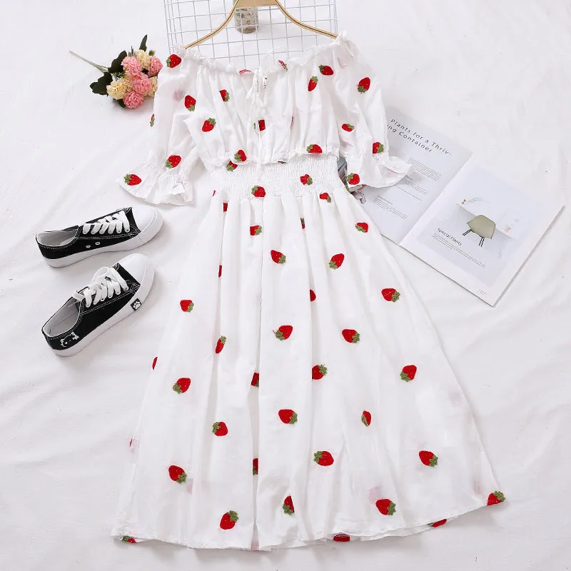 "PINEAPPLE STRAWBERRY OFF-SHOULDER" DRESS D072904