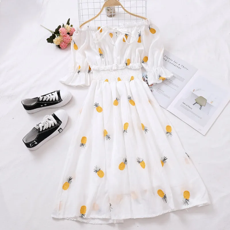 "PINEAPPLE STRAWBERRY OFF-SHOULDER" DRESS D072904