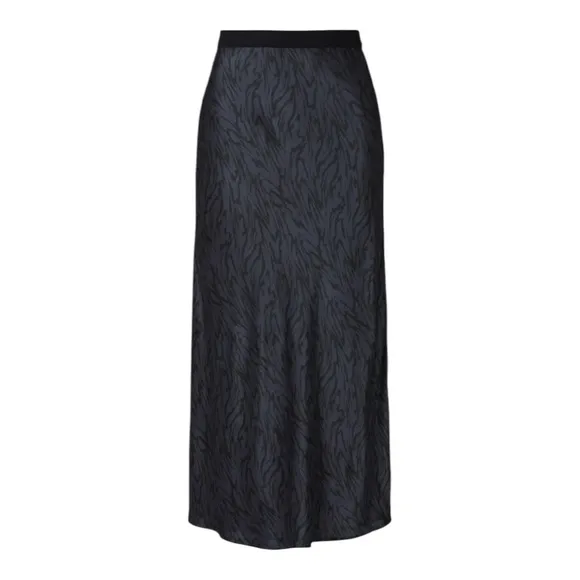 Rails Slip Midi Skirt in Black Tiger Print Satin Size Small