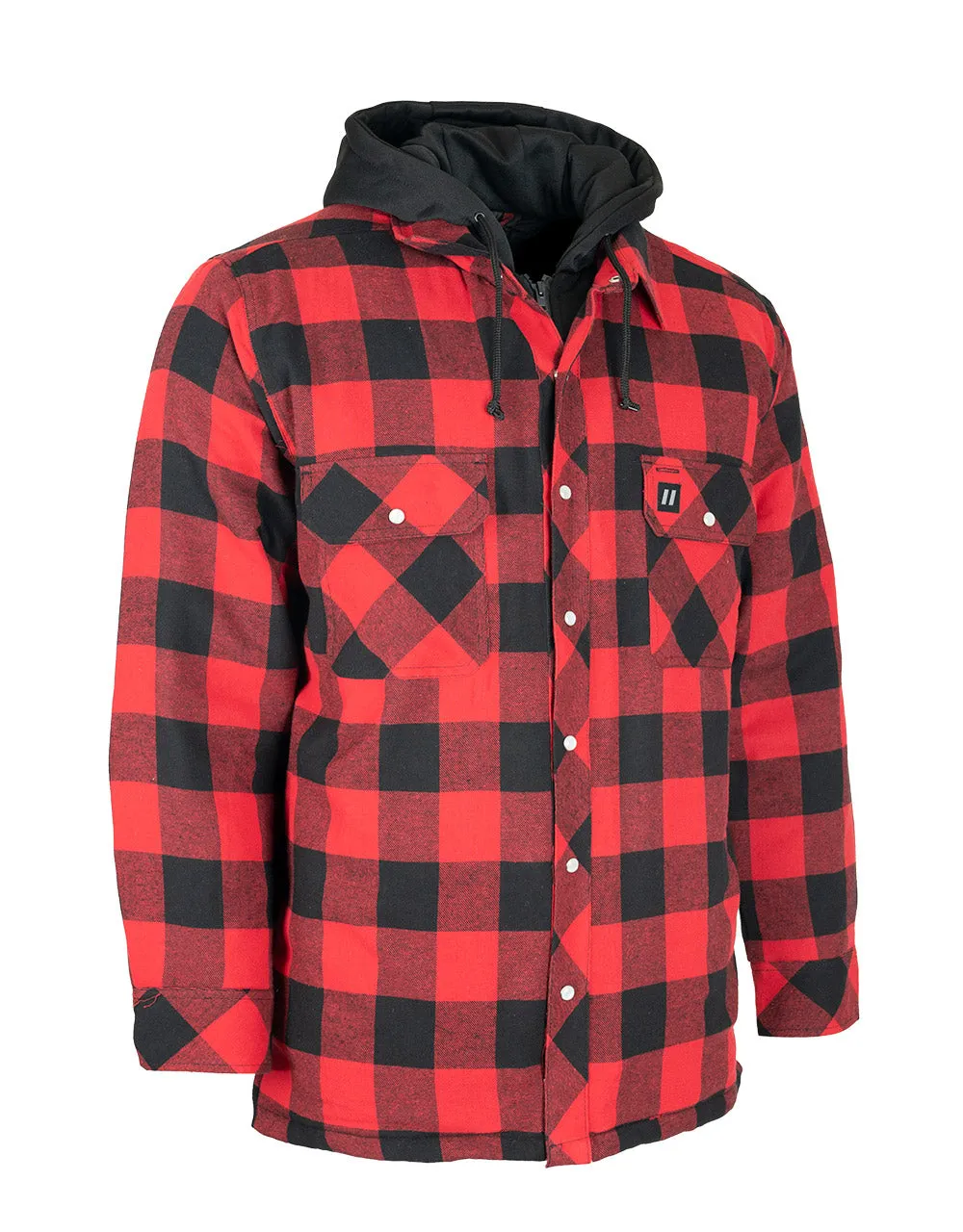 Red Buffalo Hooded Plaid Quilt-Lined Flannel Shirt Jacket