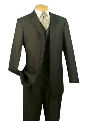 Regular Fit 3 Piece Single Breasted Suit (Olive) 3TR-3