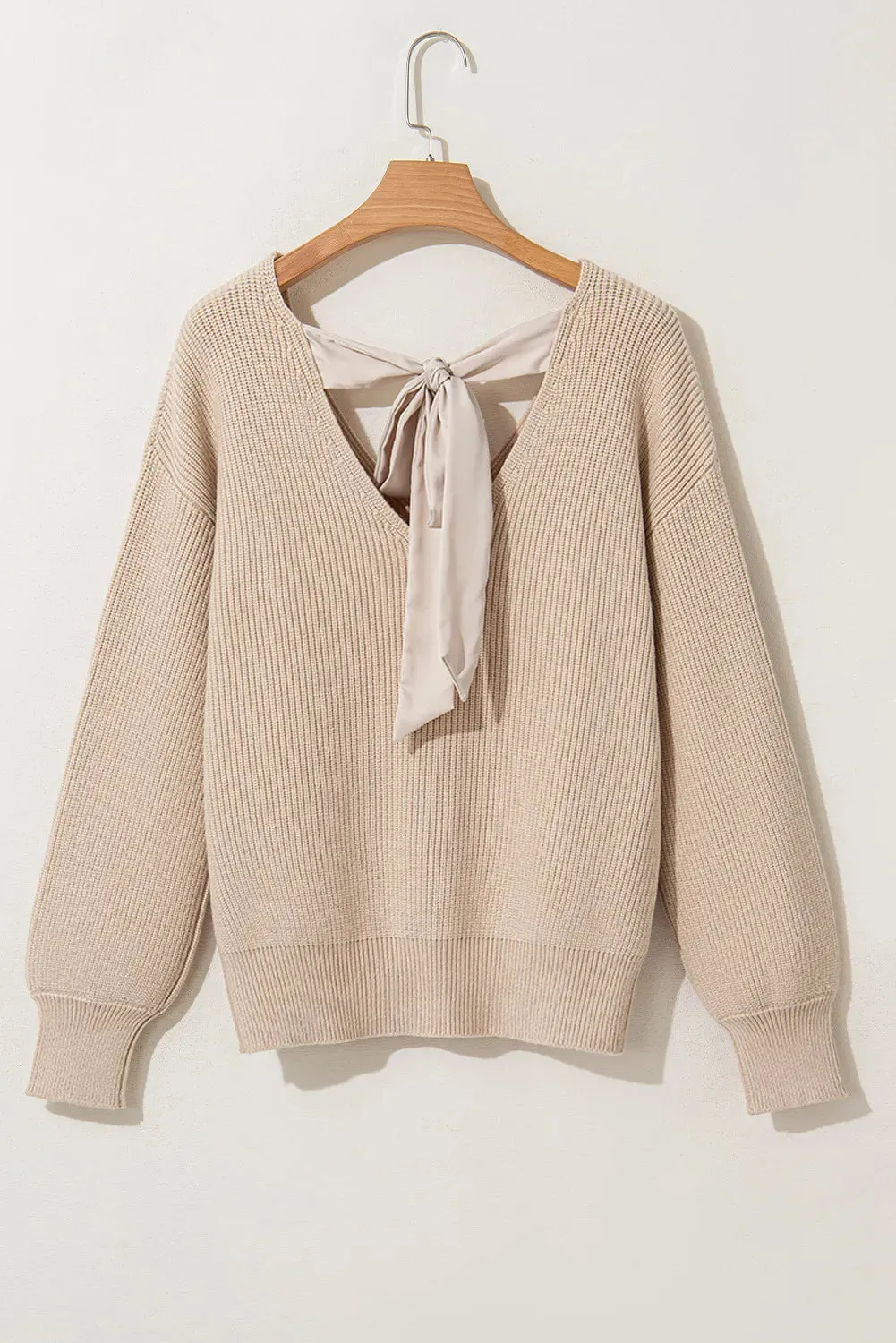 Remi Tied V-Neck Long Sleeve Sweater