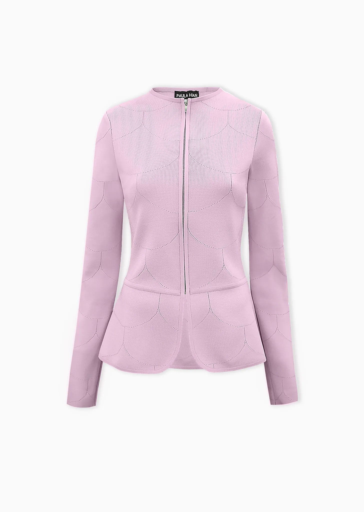 Robin – Stretch Knit Jacket with Laser Cut Scalloped Detail