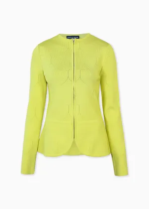 Robin – Stretch Knit Jacket with Laser Cut Scalloped Detail