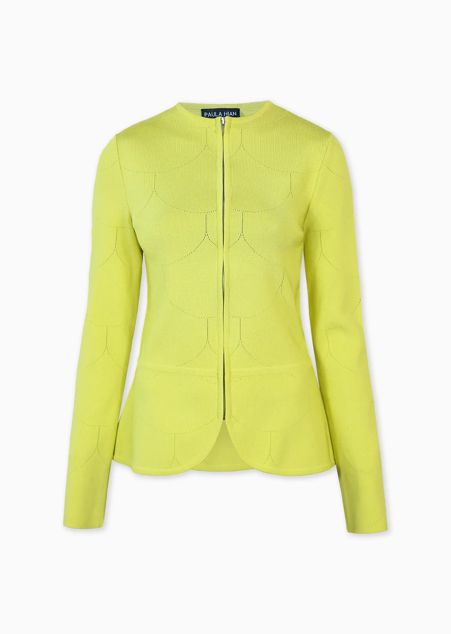 Robin – Stretch Knit Jacket with Laser Cut Scalloped Detail