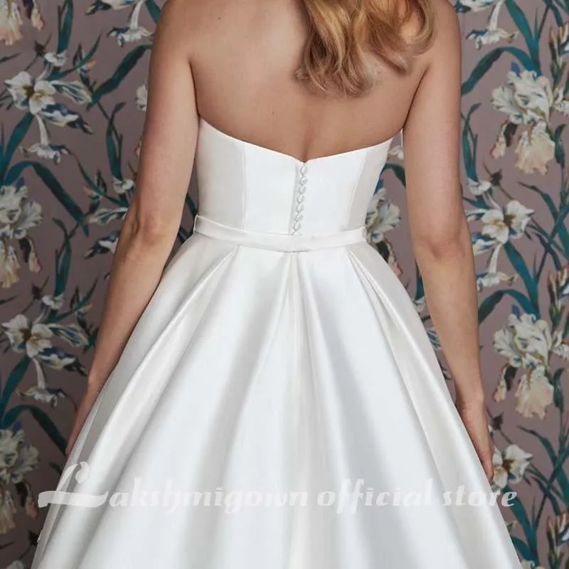 Roycebridal Satin Wedding Dresses A Line Sweetheart Sweep Train Ruffles