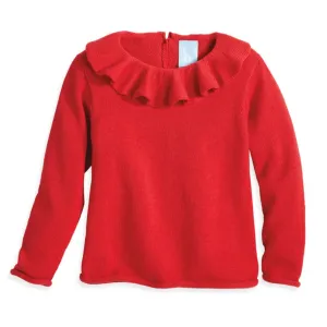 Ruffle Neck Pullover -- Red