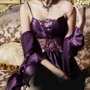 SALE NOW Beautiful Silky Satin 2 Piece Elegant Night Slip and Kimono Robe
