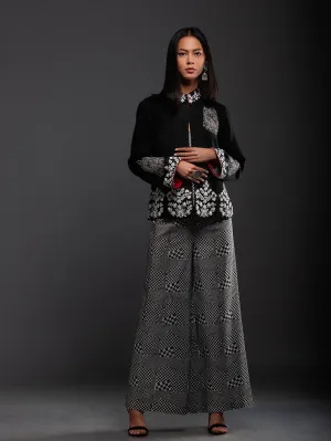 Sanskar by Sonam Dubal - Black And White Check Printed Silk Slip Top