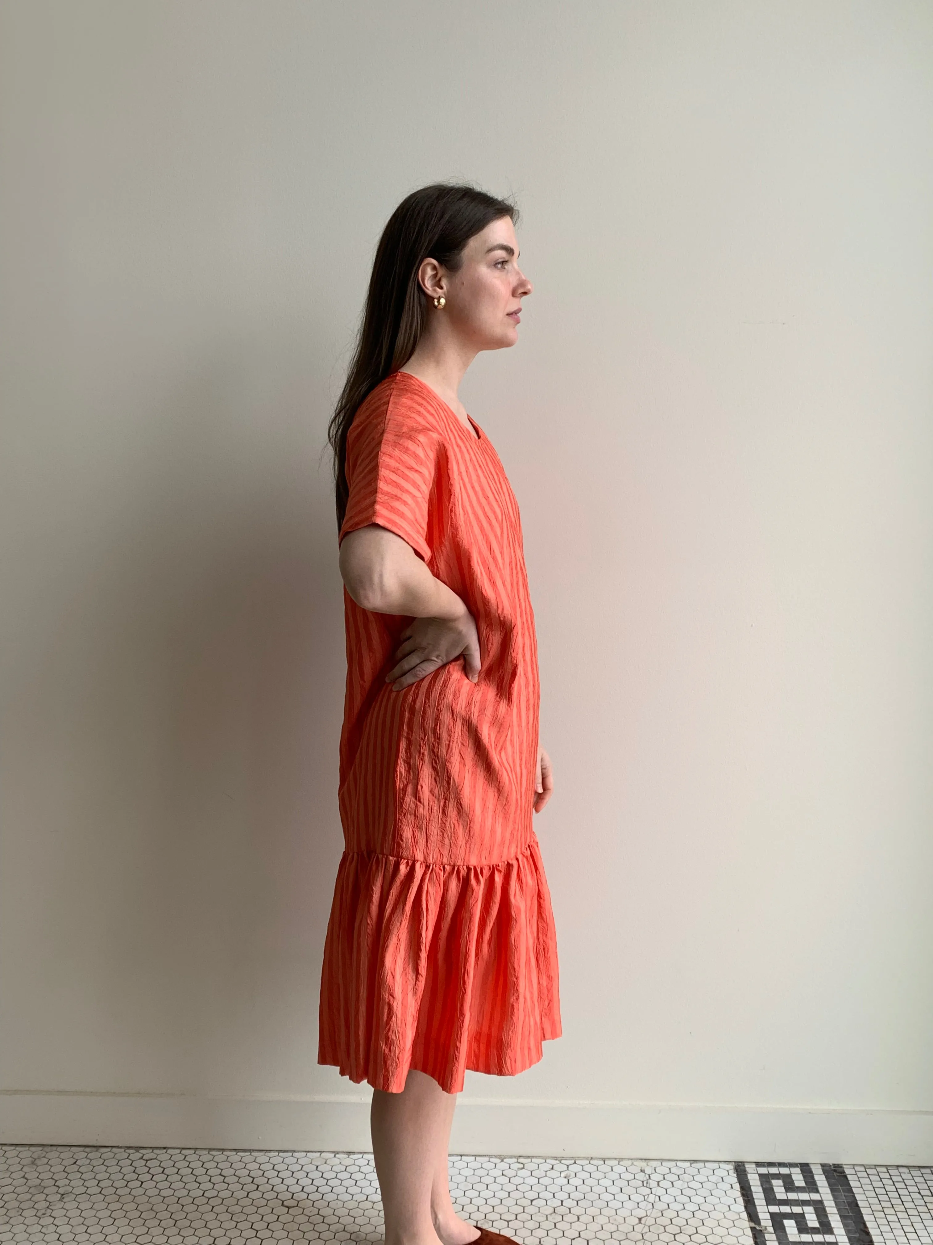 satin drop hem dress