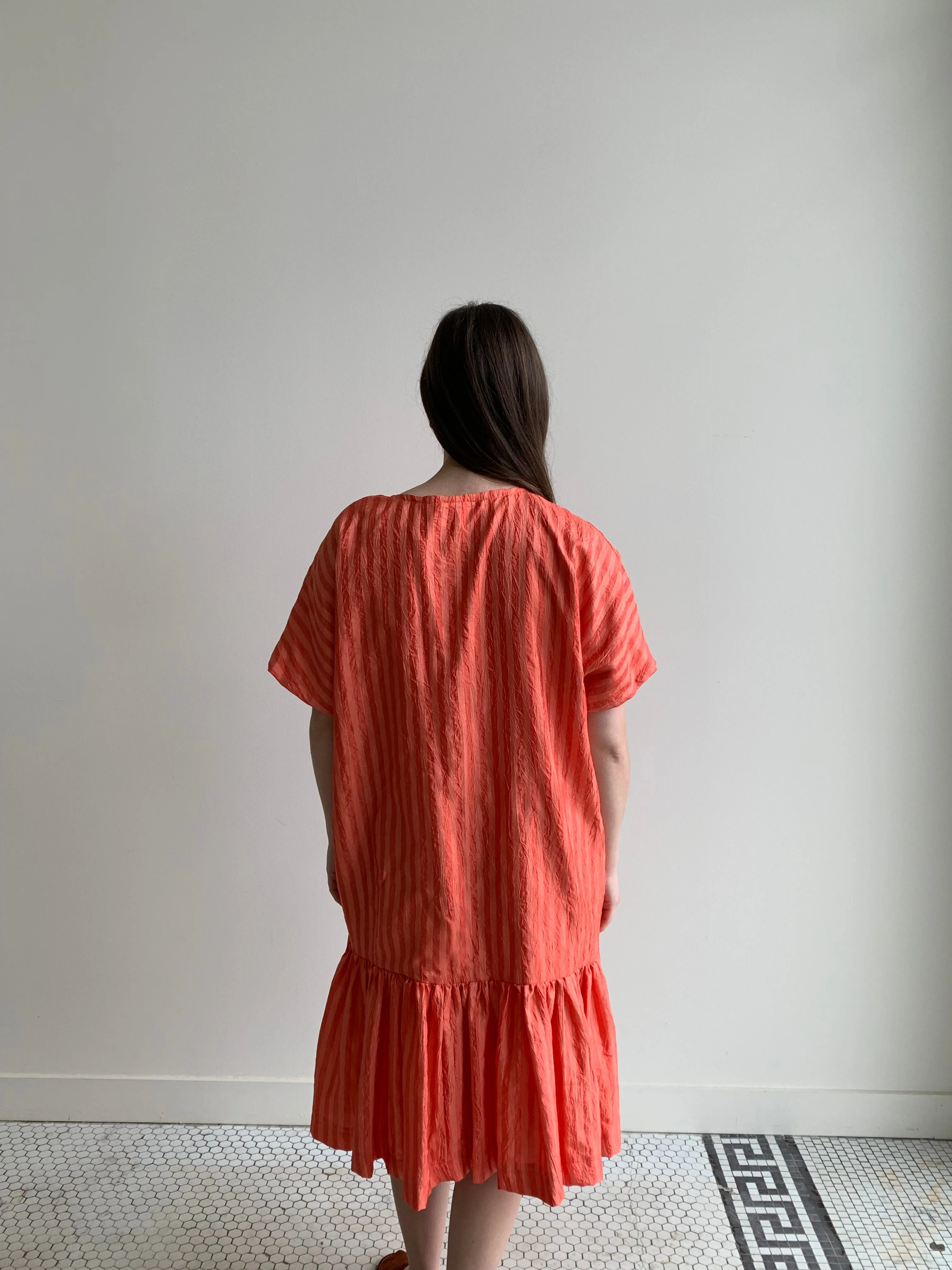 satin drop hem dress