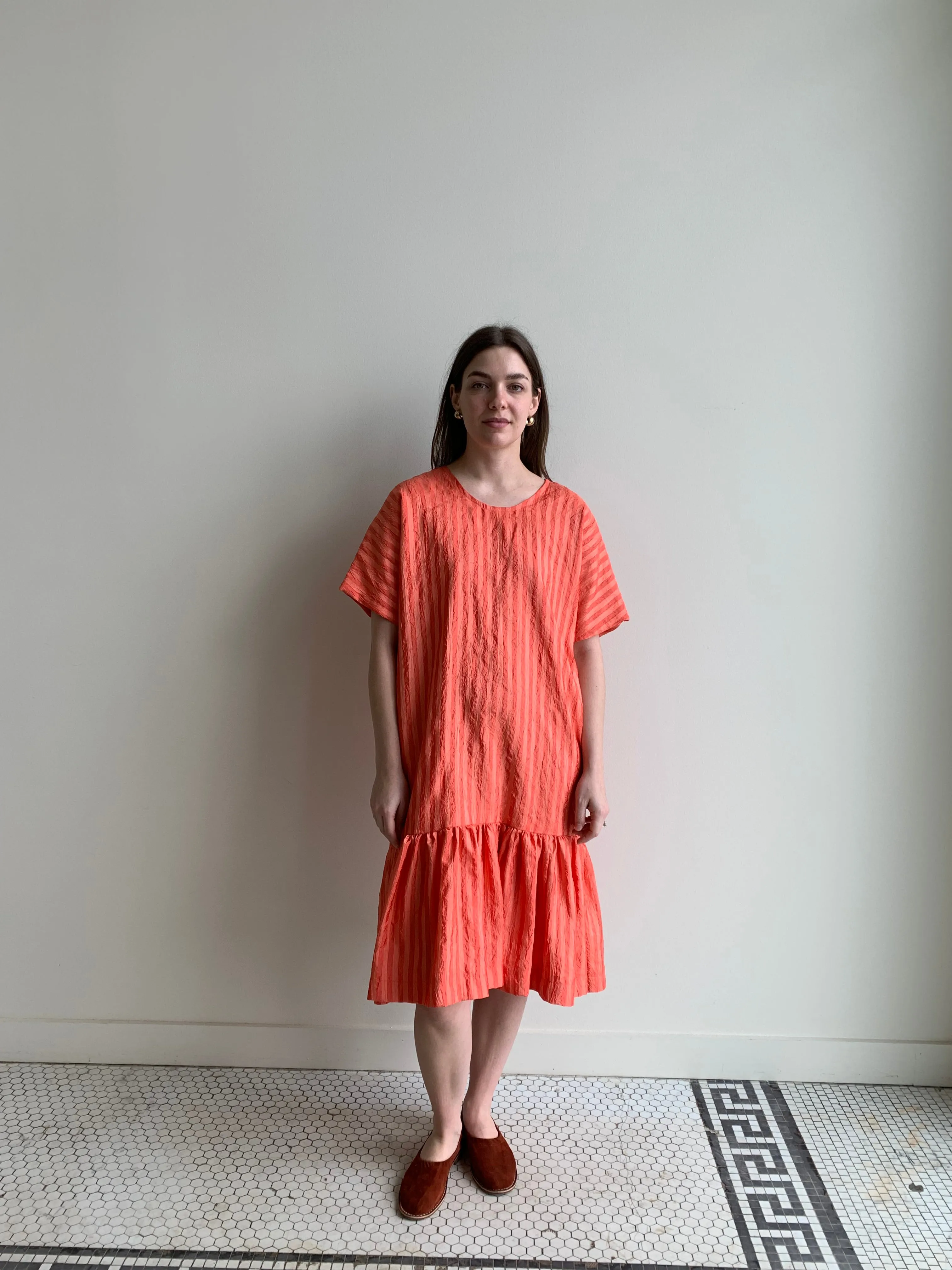 satin drop hem dress