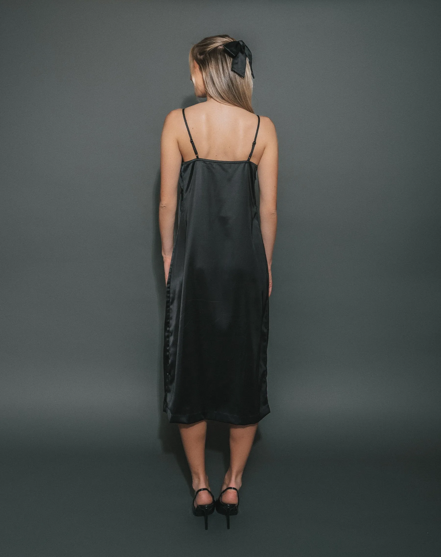 Satin Lace Maxi Dress