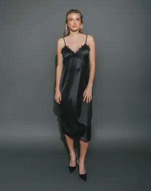 Satin Lace Maxi Dress