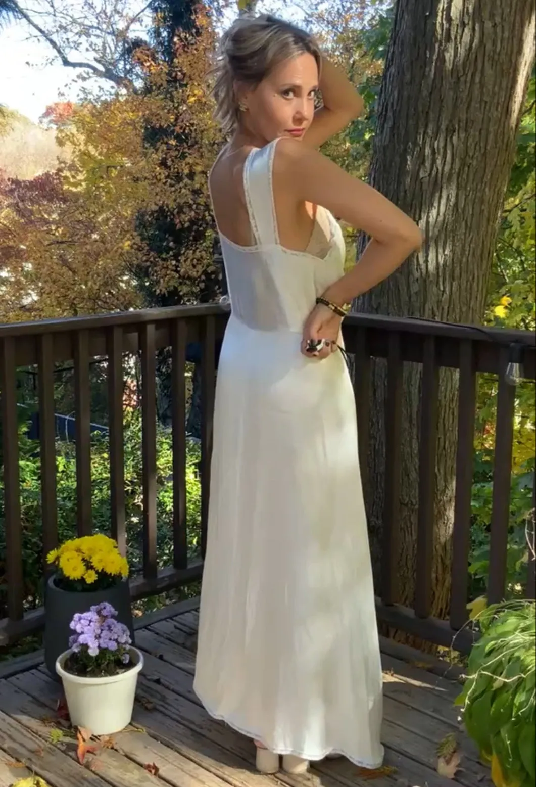 Satin Nightgown - Bridal - 50s -50Q